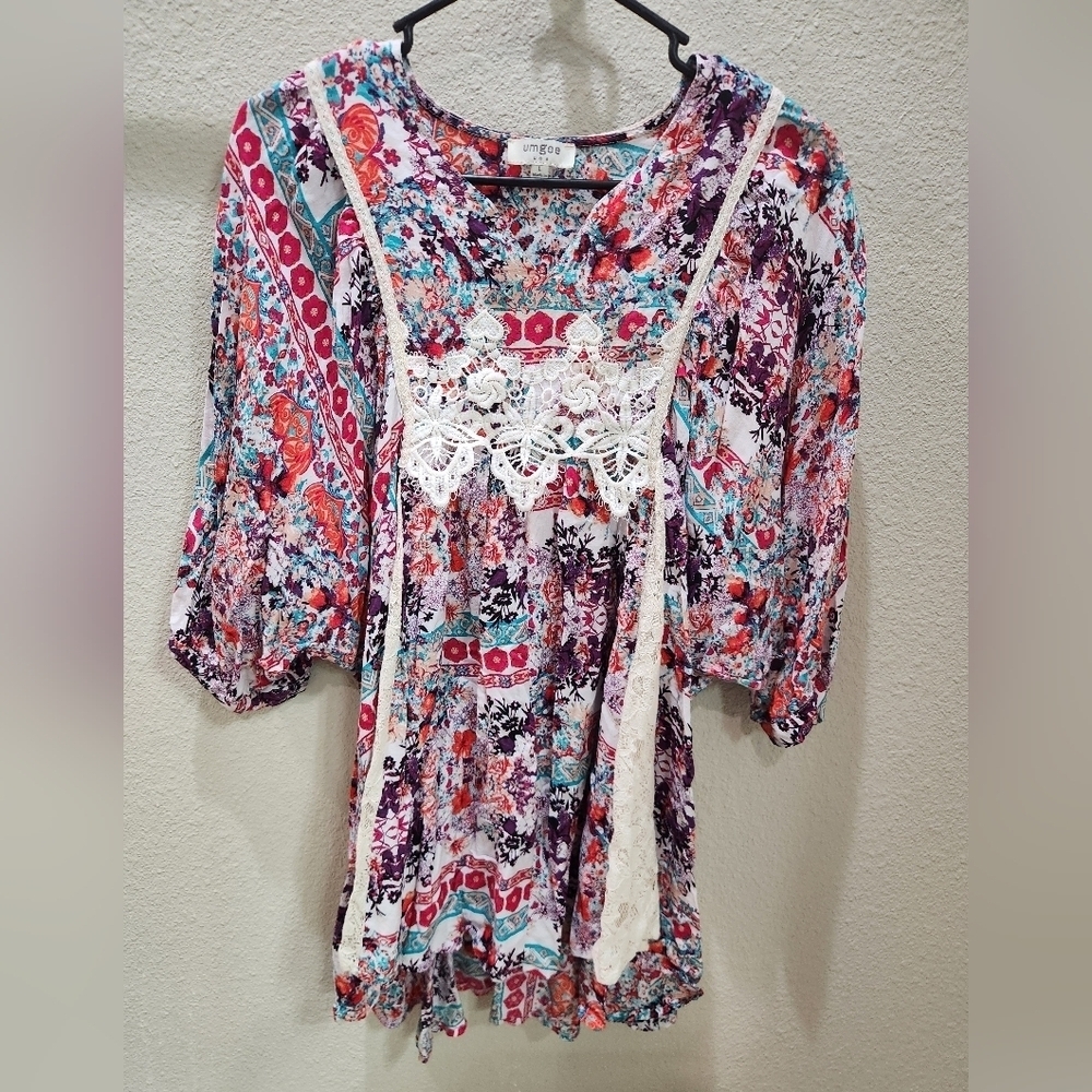 Umgee Boho Tunic Top Size Large